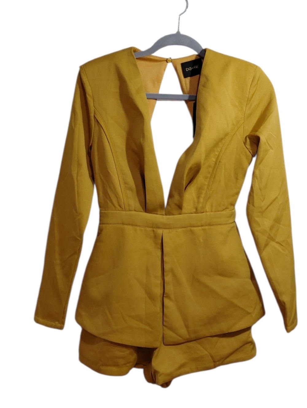 DO+BE Mustard Yellow Deep V Long Sleeve Romper